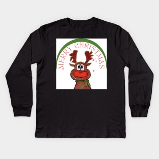 Merry deer red christmas Kids Long Sleeve T-Shirt